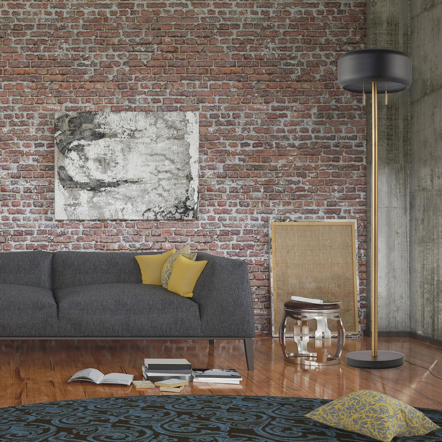 Globe Electric Floor Lamp, Metal Construction, Dark Gray, Model 67346, Stylish Design For Modern Spaces