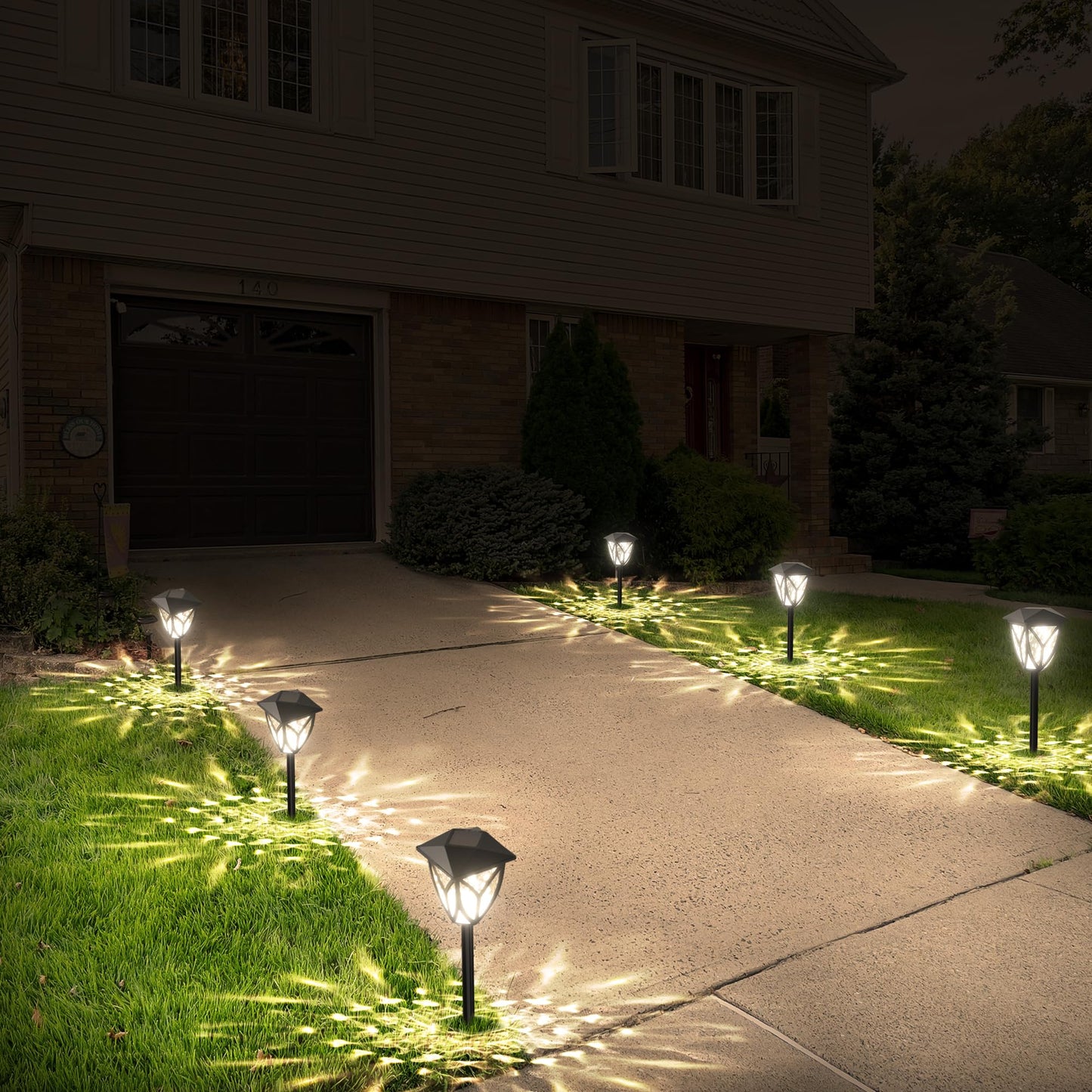 Ensenior 6-Pack Solar Lights Outdoor  16.77 3000K Led Solar Garden Lights For Pathway  Yard  Patio  Walkway  Planter  Waterproof  Energy-Efficient Landscape Lighting