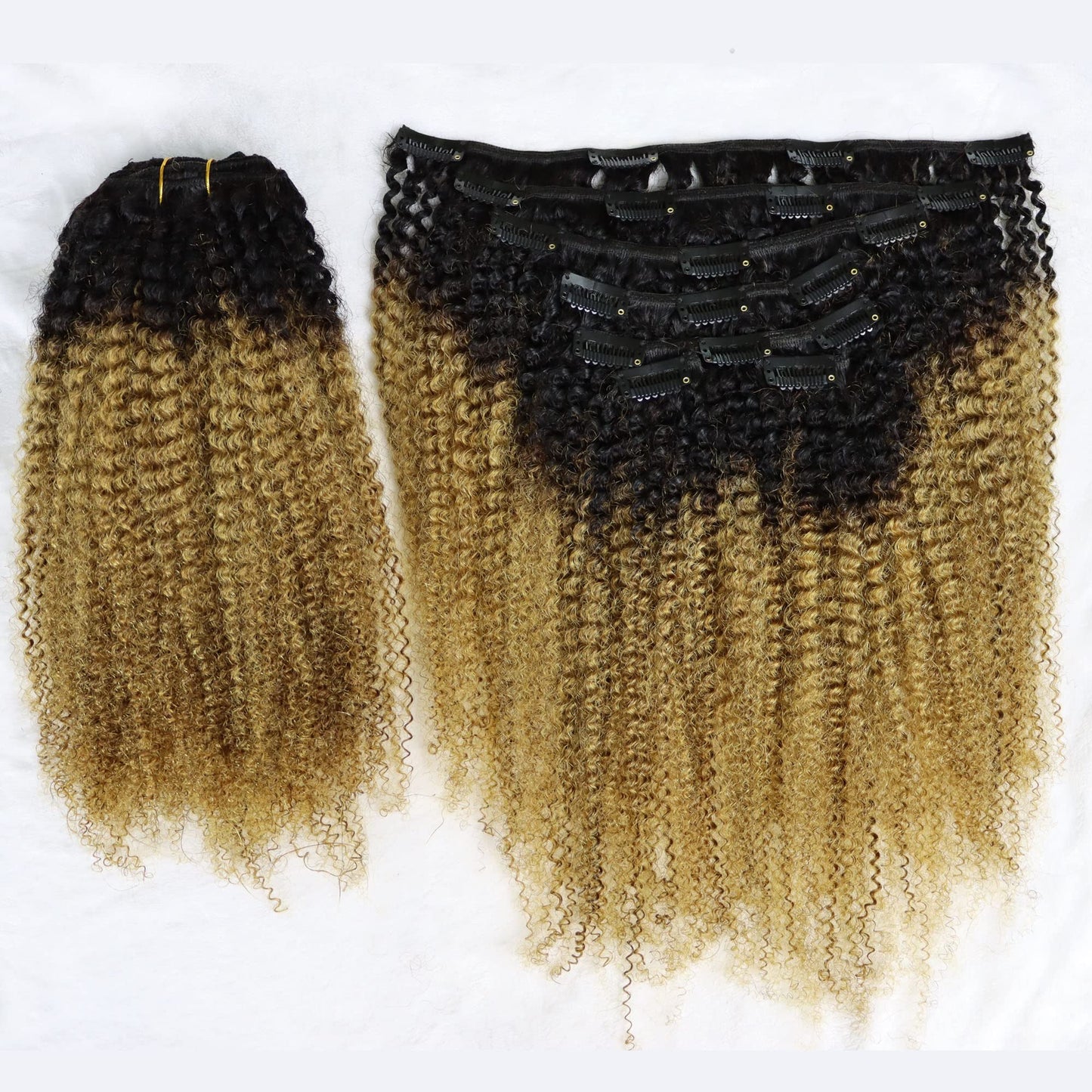 IXTUYLL Virgin Human Hair Clip In Extensions - 4C Afro Kinky Curly & Straight - 120 Grams Clip Ins - Real Human Hair Curls (T(#1