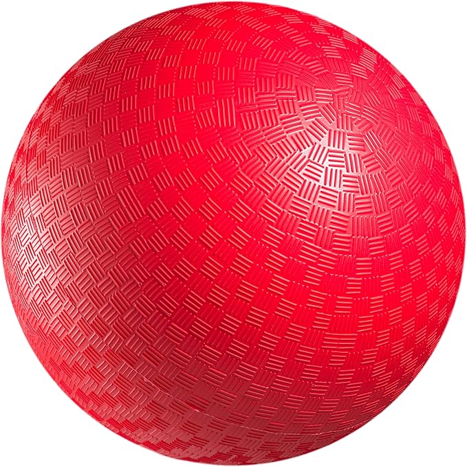 PlayBolt Playground Ball - 8.5 Inch Red Rubber Kickball Bouncy Inflatable Balls for Kids & Adults w/Hand Pump, Indoor & Ou...