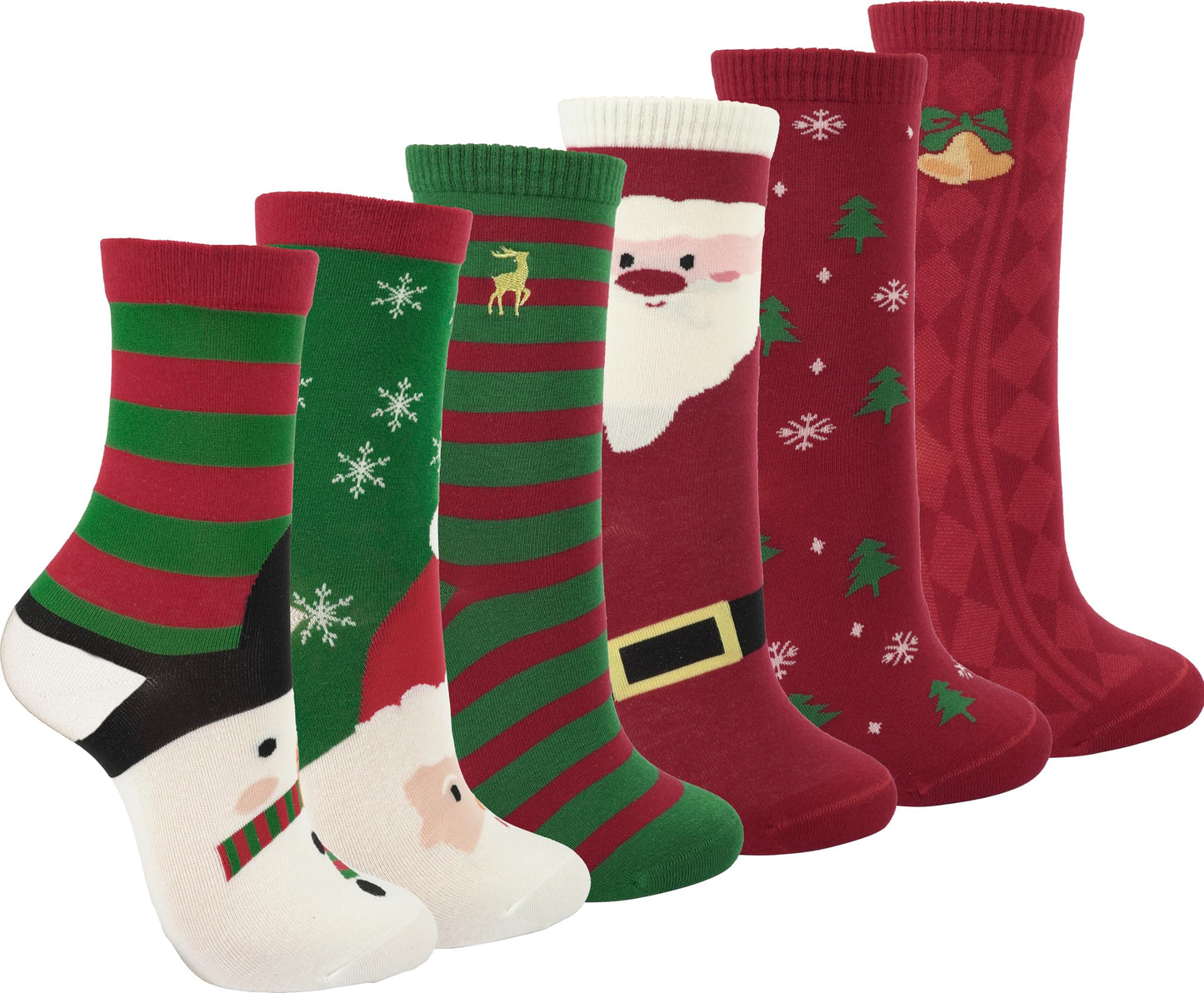 BenSorts Women's Cute Socks Christmas Fun Dress Socks Calf Crew Socks Gifts for Women Girls Mom 6 Pairs Size 5 6 7 8 9 10 11