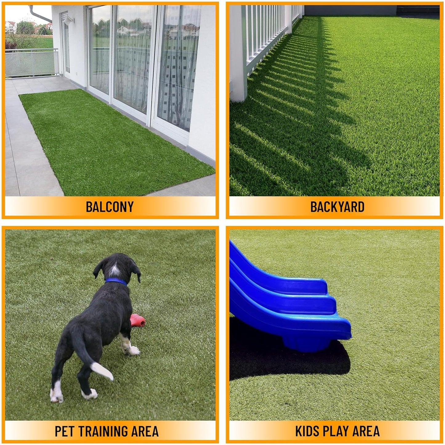 Ottomanson 2'7" x 10' Artificial Faux Grass Rug - Realistic Turf with UV Protection - Perforated for Easy Drainage - Durable, Hose-Off Synthetic Lawn Carpet for Indoor & Outdoor Use, Green