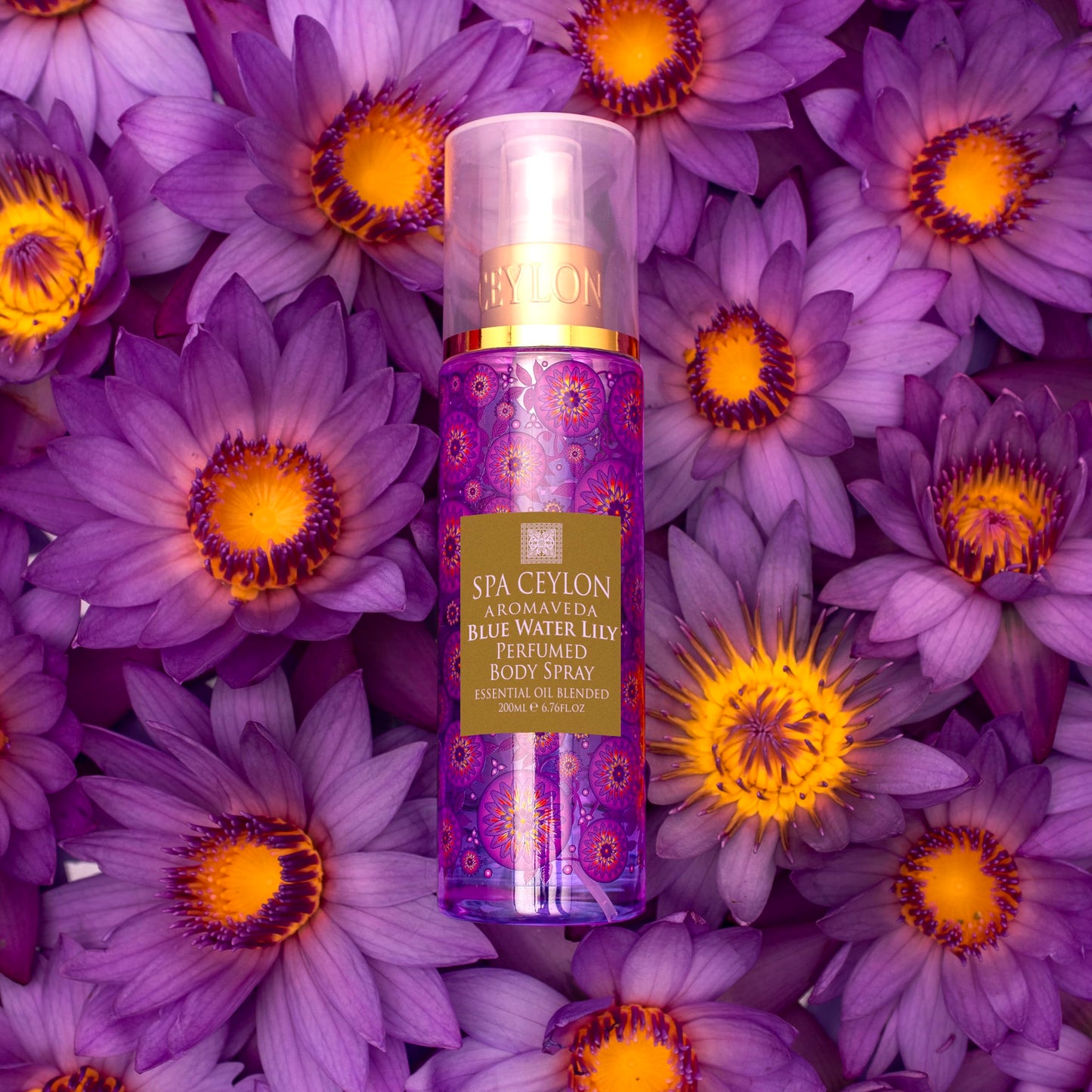 SPA CEYLON Blue Water Lily Body Spray, Aquatic Fruity Floral Mist for Women, Ethereal Scent with Musk, Amber & Vanilla