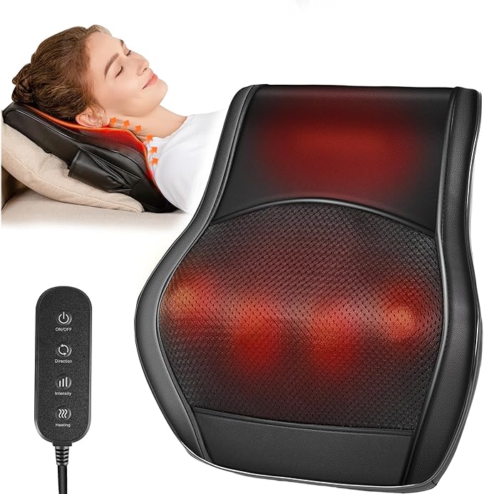 Neck and Back Massager for Pain Relief Deep Tissue with Heat, Shiatsu Shoulder Massager with Bi-Directional Rotating Head ...