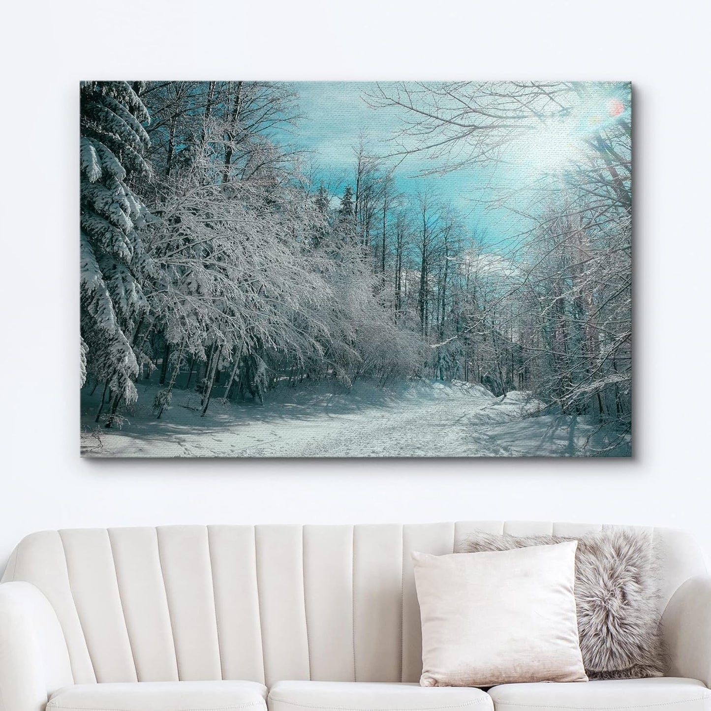 wall26 Canvas Print Wall Art Pine Tree Forest Covered in Snow Nature Wilderness Photography Modern Art Rustic Scenic Colorful Multicolor for Living Room, Bedroom, Office - 16"x24"