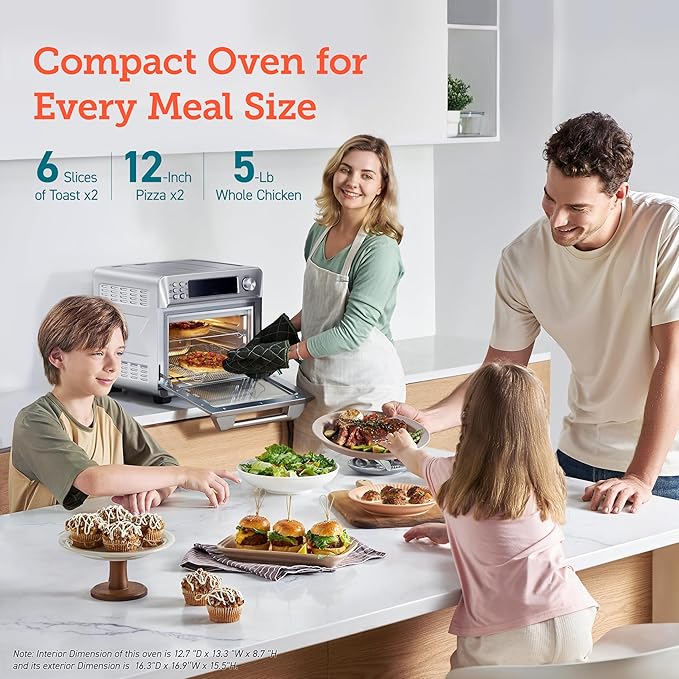 COSORI Air Fryer Toaster Oven Combo, Smart 12-in-1 Airfryer Sous Vide Convection Oven Countertop, Bake, Roast, Reheat, Broil, Dehydrate, 94 Recipes & 3 Accessories, 26QT, Silver