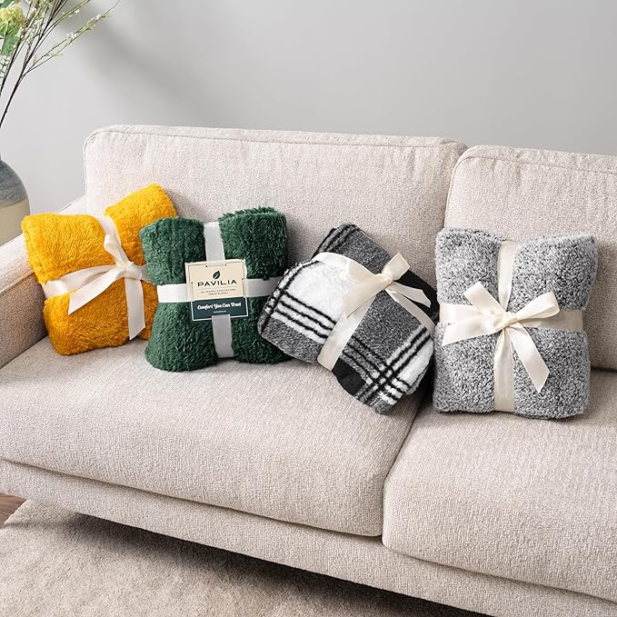 PAVILIA Sherpa Throw Blanket for Couch Sofa, Emerald Green Fluffy Warm Plush Blanket for Bed, Cozy Super Soft Lightweight Throw, Fuzzy Decorative Blanket, All Season Home, 50x60