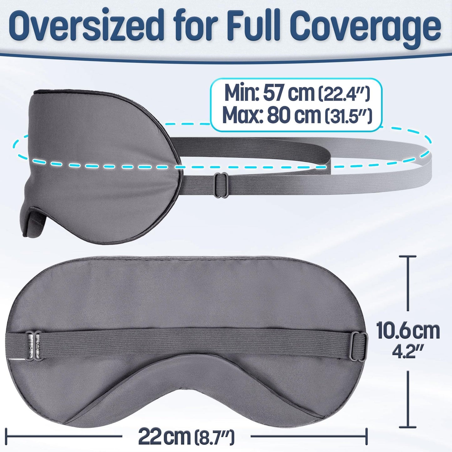 100% Bamboo Viscose Sleep Eye Mask - Dark Gray - Superior to Cotton - Light Blocking Travel Blindfold for Men & Women - Ultra-Soft & Comfortable with Adjustable Strap for Restful Sleep - by JoMo