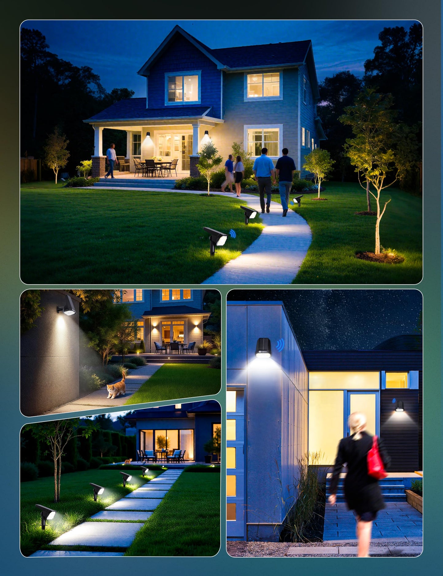 Brightown 4 Pack Solar Motion Lights Outdoor Waterproof  Motion Sensor Spot Lights- 58 Led/3 Modes Solar Powered Spotlights 2-In-1 Auto On/Off For Outside Yard Wall Garden  Cool White