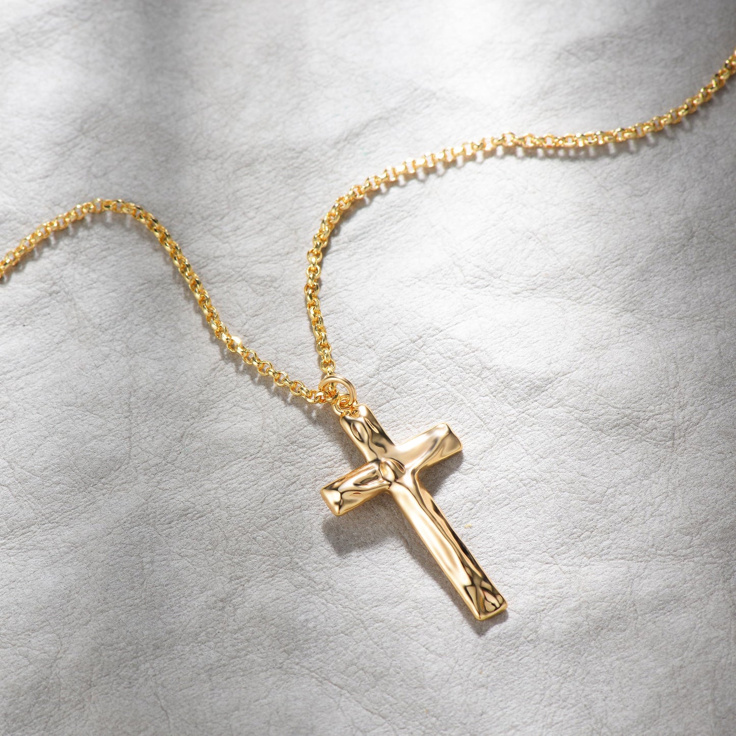 14K Gold Plated Cross Necklace, Cross Faith Jesus Hammer Pendant Dainty Chain Simple Tiny Jewelry Gift for Women