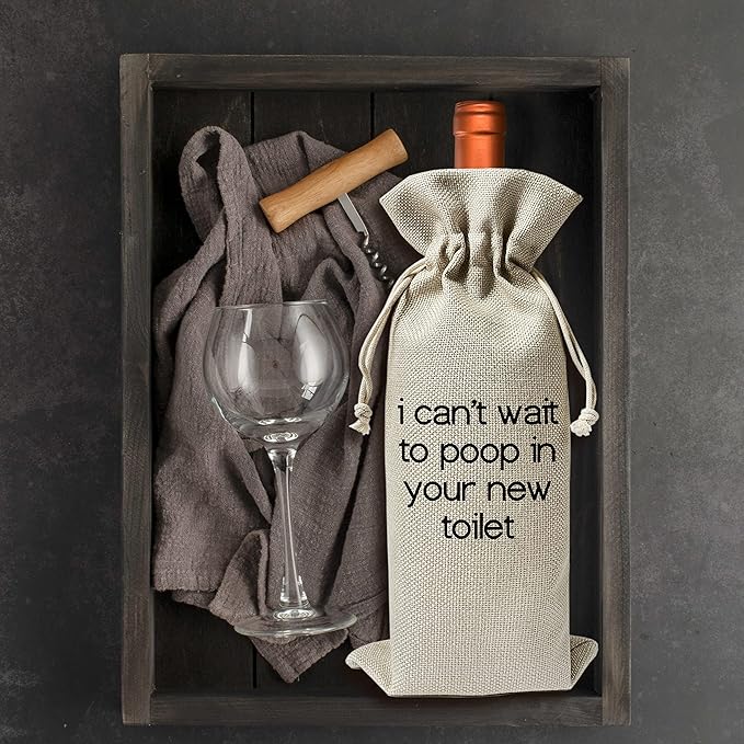 Housewarming Wine Bag - Housewarming Party Decorations - New Home Owner Gift - New House Congratulations decorations - Housewarming Party Supplies - Gift for Women Men - Realtor Gift - HiMo209
