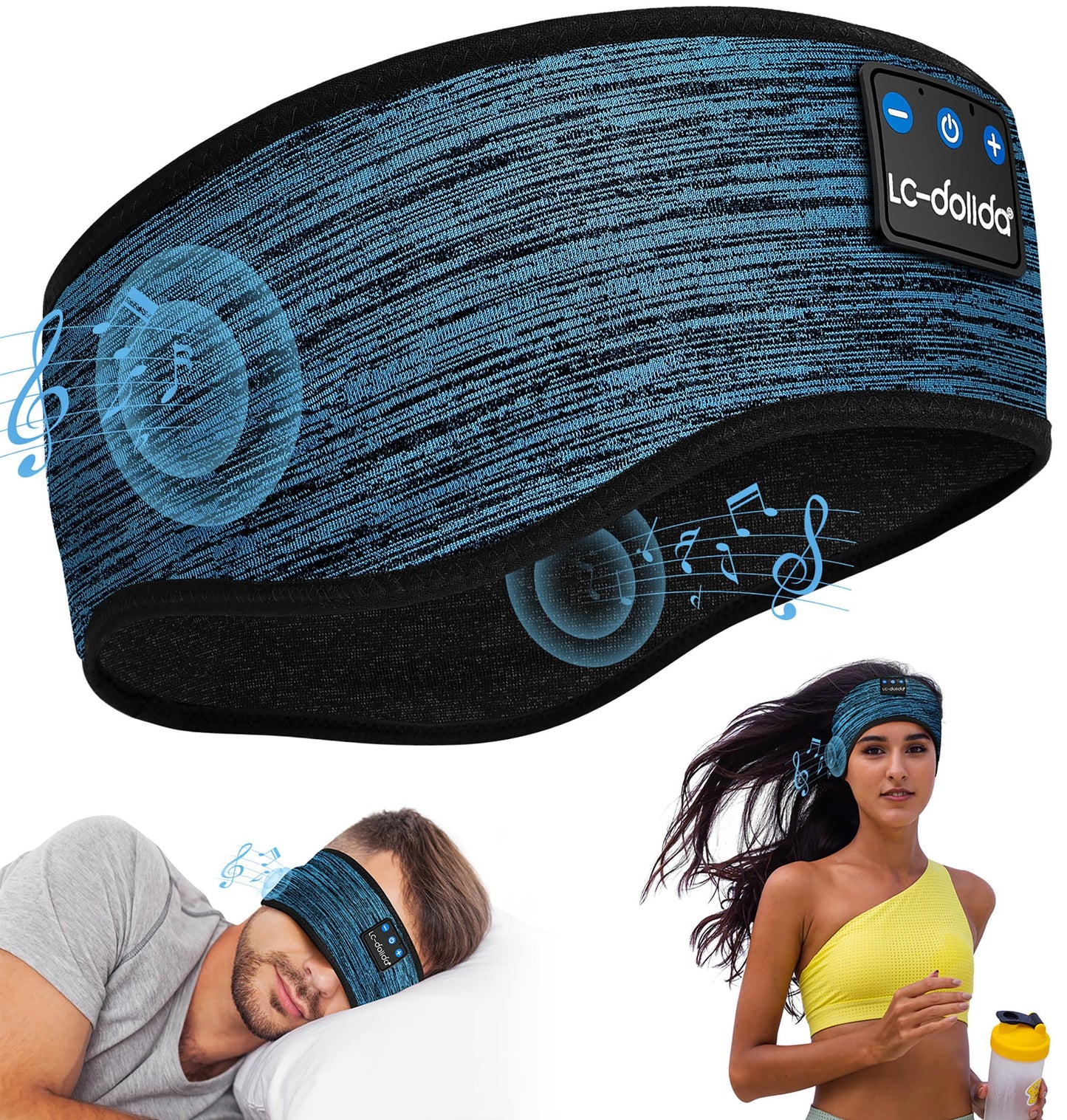 LC-dolida Boho Sleep Headphones Headband, Over Ear Bluetooth Headphones Wireless Womens Headbands, Wireless Earphones Sweat Resistant Band Music Sleeping Eye Mask Earbuds for Sports Unique Gifts