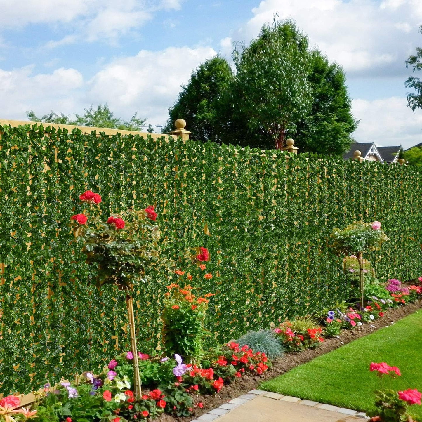 DearHouse Artificial Ivy Privacy Fence. 98.4x69in Artificial Hedges Fence and Faux Ivy Vine Leaf Decoration for Outdoor Indoor Garden Decor
