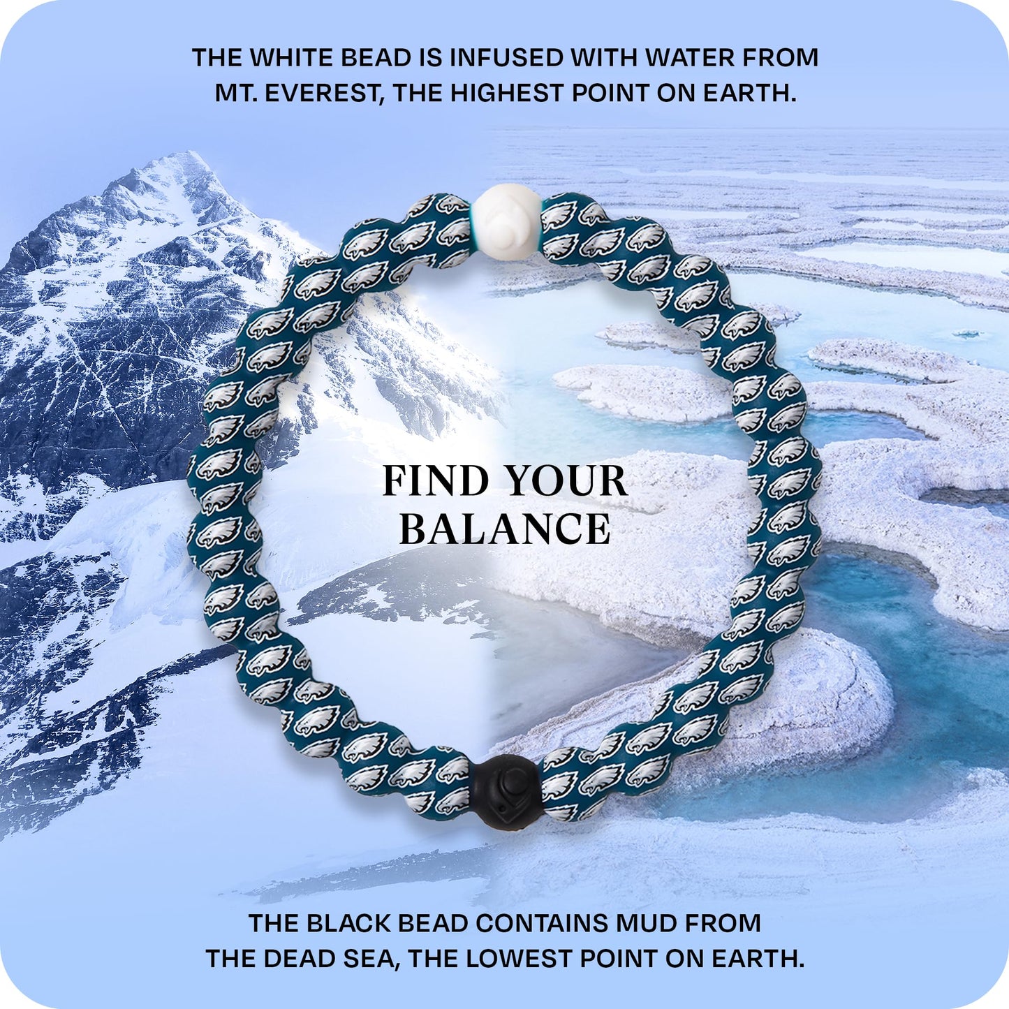 Lokai Silicone Beaded Bracelet for Men & Women, NFL Football Collection - Philadelphia Eagles, Green Logo, Large - Silicone Jewe