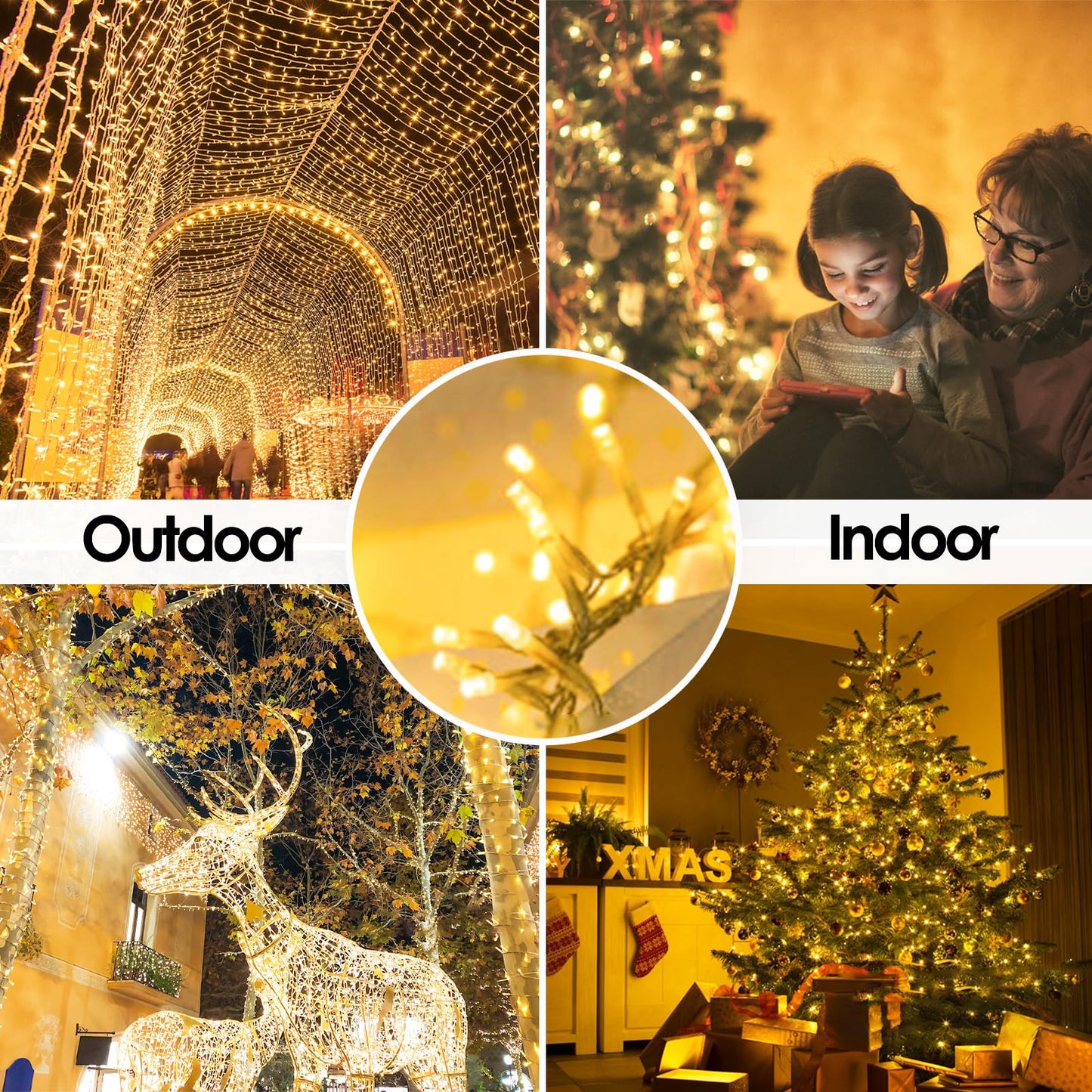 Extra-Long 800 Led Christmas String Lights Outdoor Indoor  13 Modes Warm White Christmas Lights Waterproof  Super Bright Twinkle Fairy Lights Plug In Clear Wire For Xmas Tree Bedroom Wedding Party