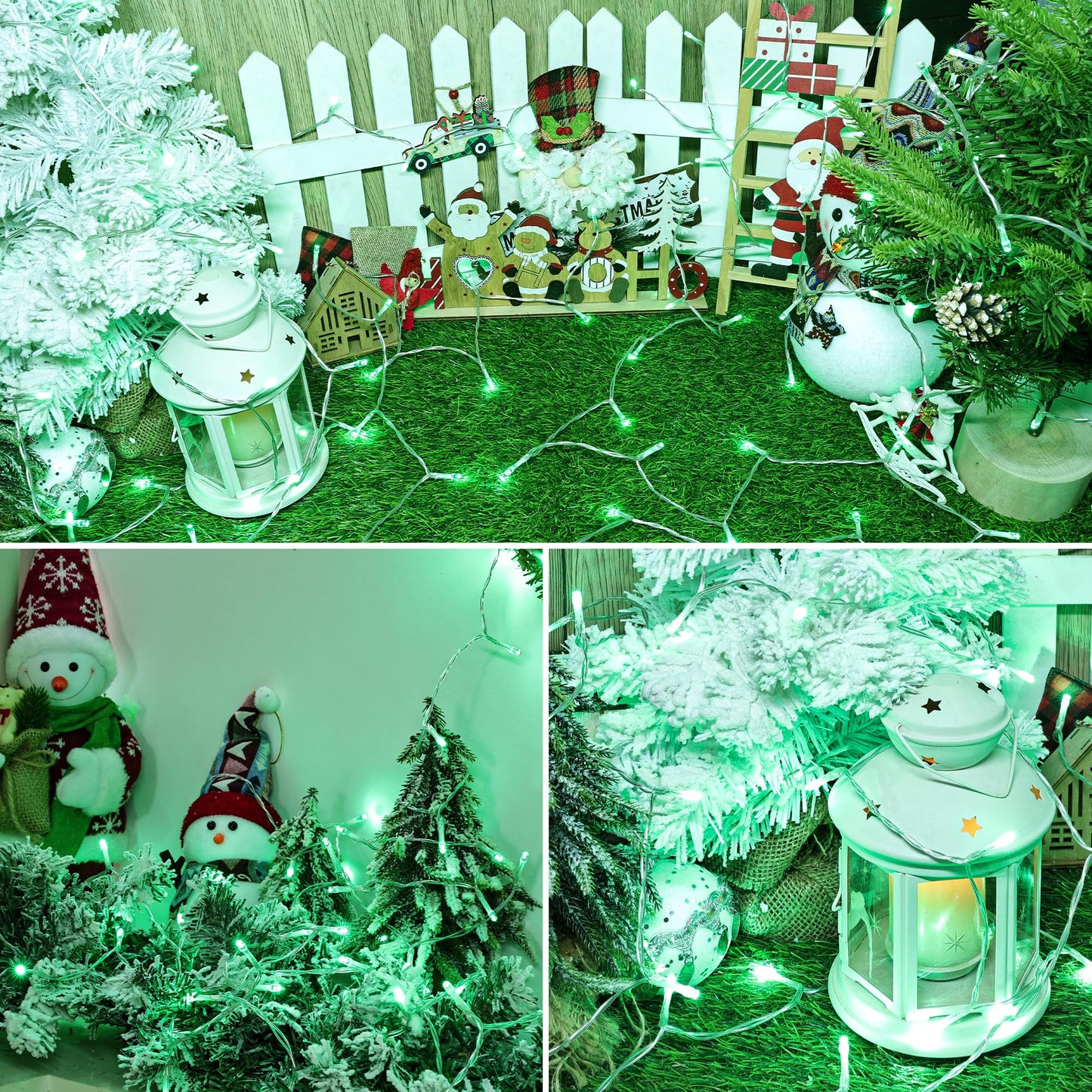 Lomotech Battery Operated Christmas Lights - 4 Pack Total 66Ft 200Leds String Lights 8 Modes Waterproof With Timer For Home  Garden  Party  Holiday  Tree Decoration (Clear Wire  Green)