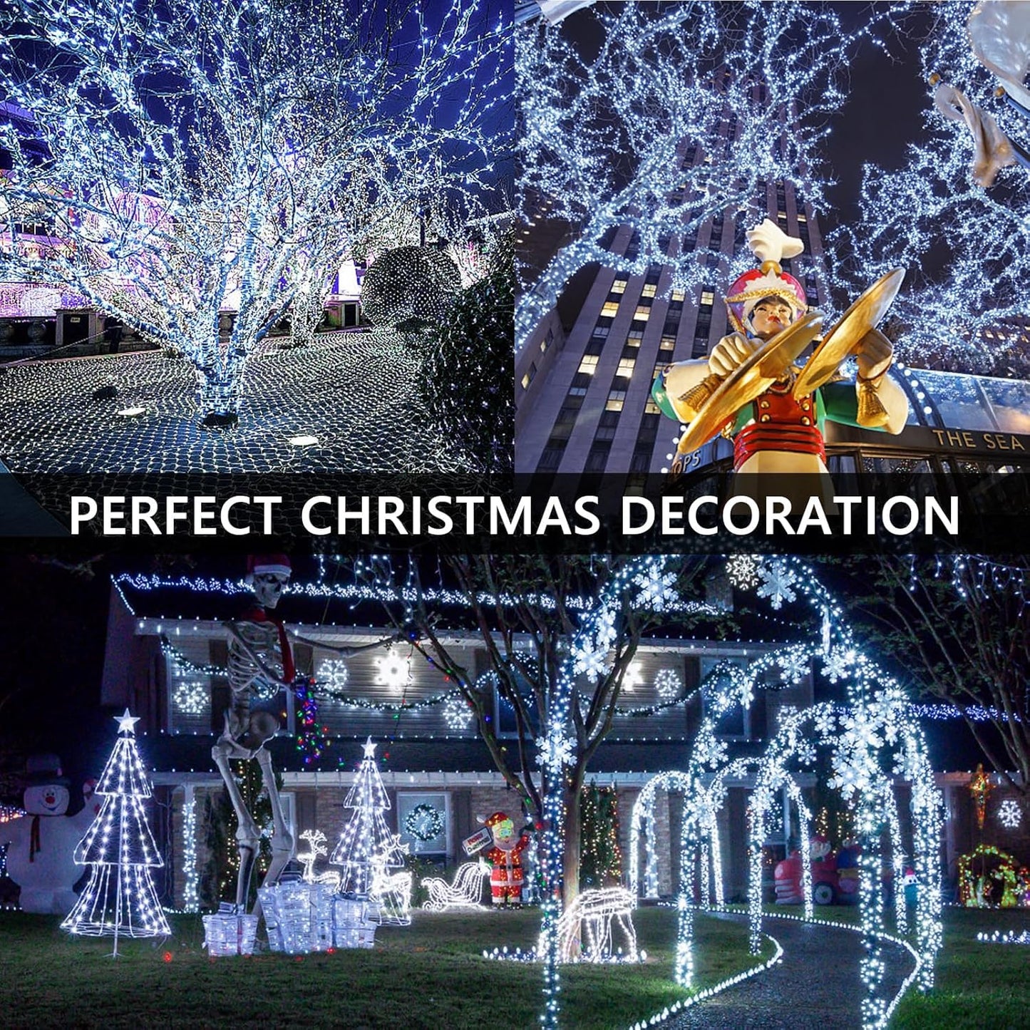100Ft 2000 Led Cluster Christmas Lights  Christmas Tree Lights Outdoor Indoor With 8 Modes & Timer & Remote  Fire ers String Lights Waterproof For Garland Party Xmas Decorations  Cool White