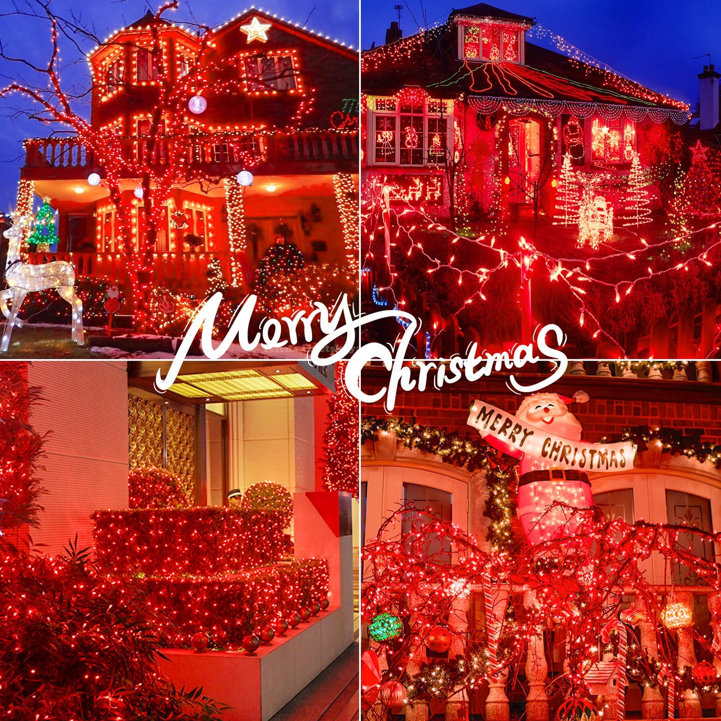 Hopolon 50 Red Christmas Lights - 2Pack White Wire, 13Ft String Lights For Indoor/Outdoor Holiday Decorations