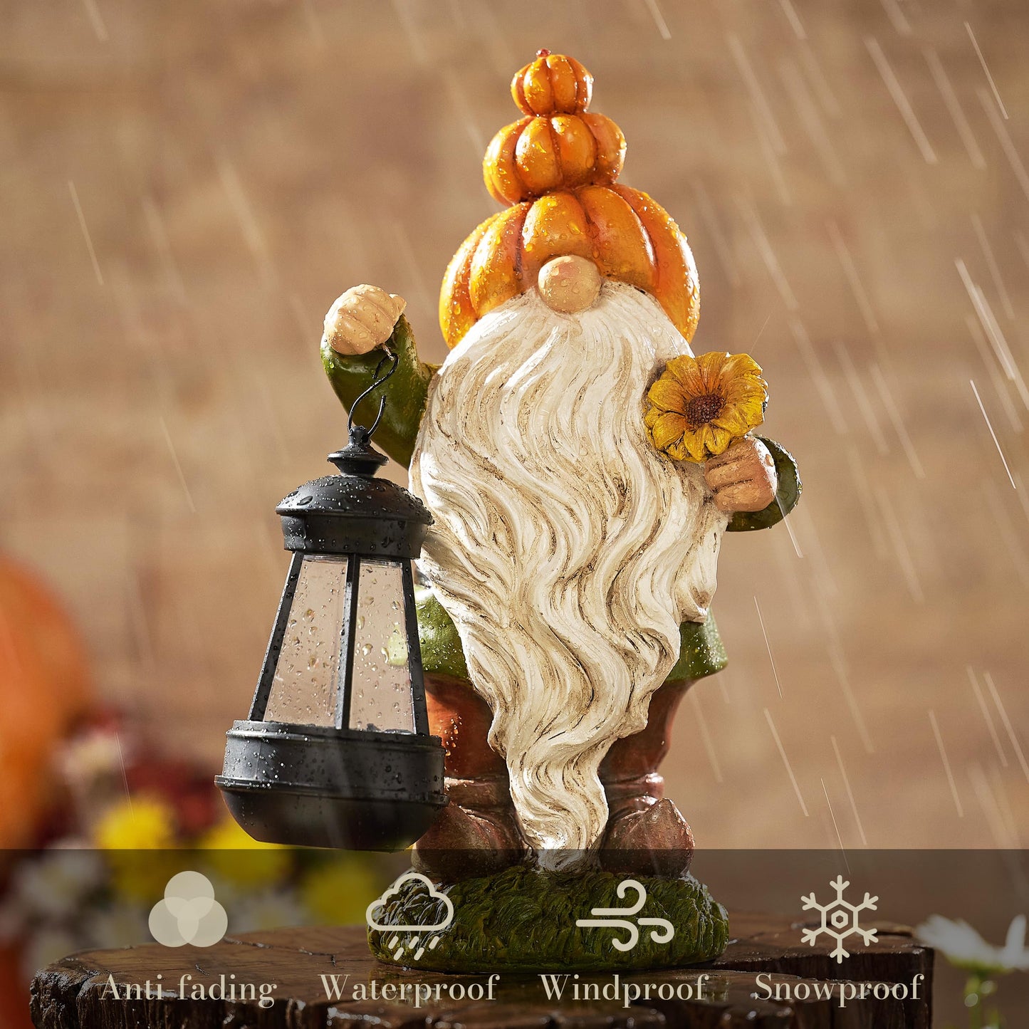 TeresaS Collections Fall Decor  Pumpkin Gnomes Decoration  Autumn Gnome Holding Lantern With Solar Lights  Waterproof Fall Gnomes Resin Outdoor Fall Decor  Fall Gift Outdoor/Indoor