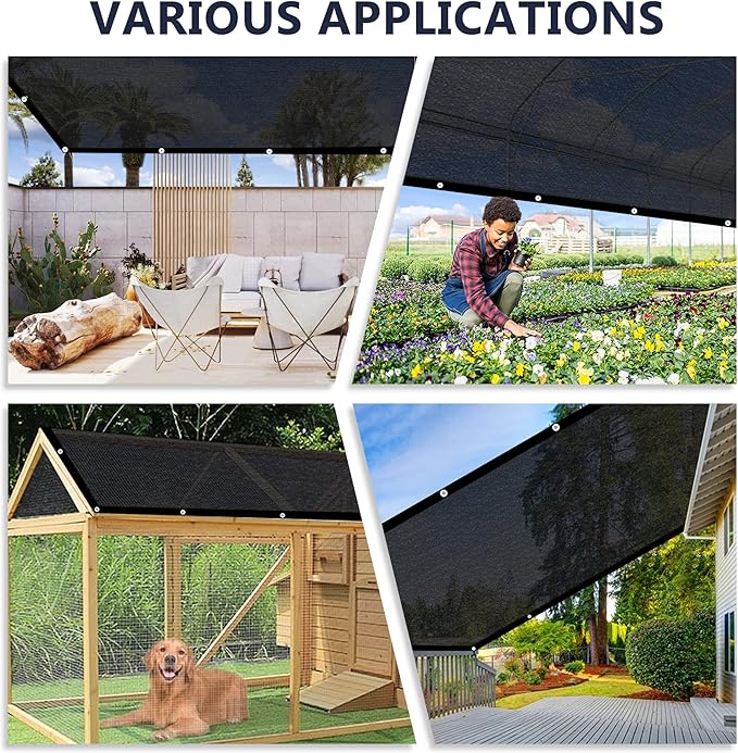 VICLLAX 90% Shade Cloth, 8x15FT Durable Black Mesh Trap with Every 3 FT Grommet, Sun Shade Fabric Netting for for Plants Cover, Greenhouse, Chicken Coop, Barn Kennel, Garden Patio