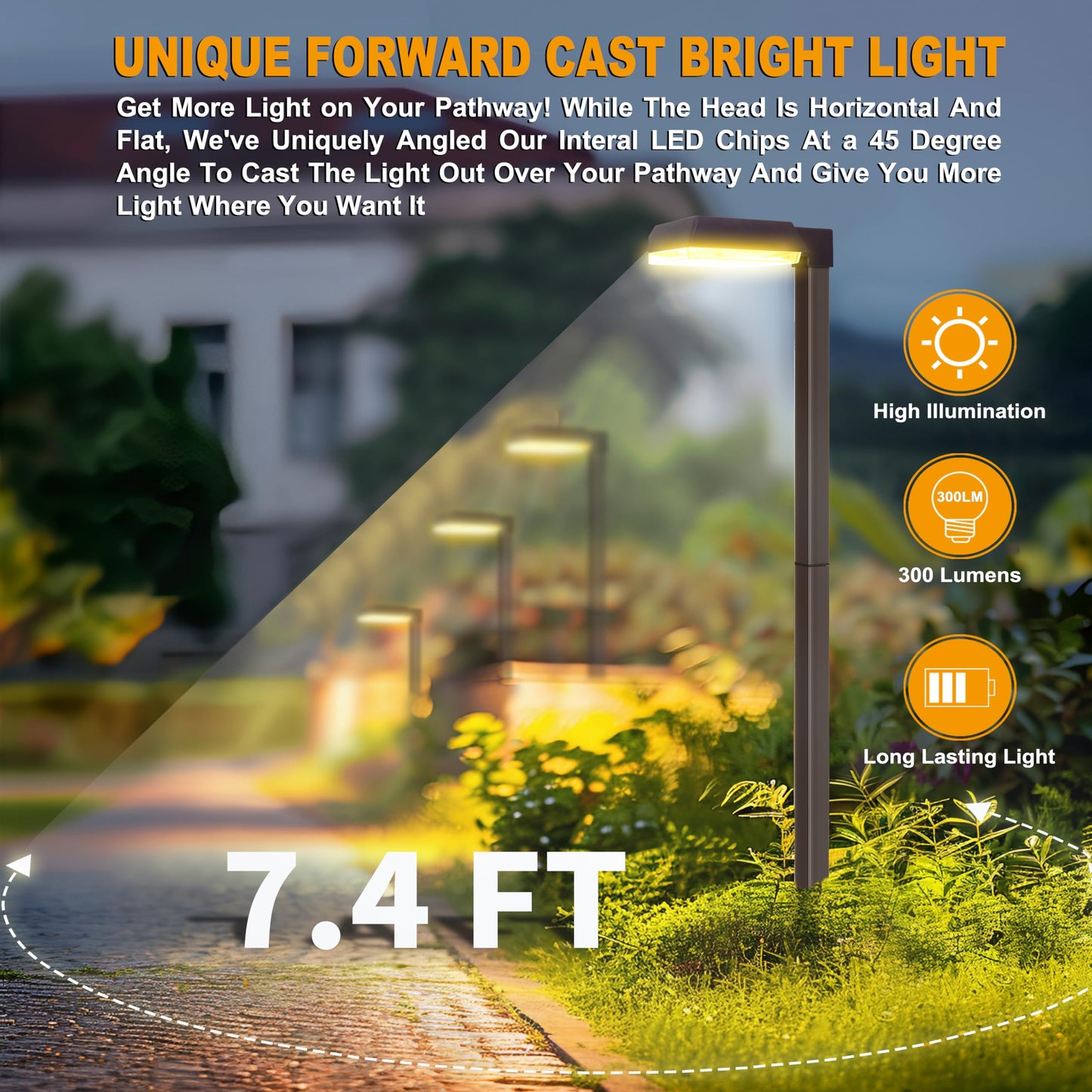 Bobcat Solar Pathway LED Lights Super Bright 300 lumens with 2-in-1 Warm White and Daylight Modes, Dark Brown Solar Lights Outdoor Waterproof for Path, Sidewalk, Driveway or Walk Way Light(4 Pack)