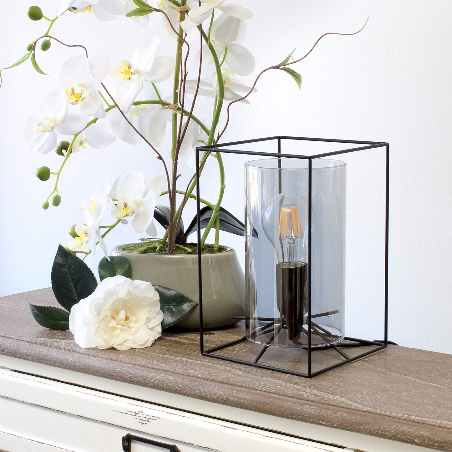 Elegant Designs Small Table Lamp, Black & Smoke, Metal, Model LT2069-SMK