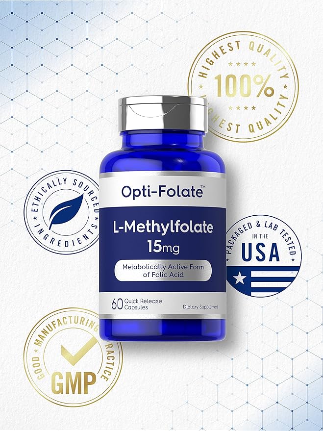 Carlyle L Methylfolate 15mg | 60 Capsules | Max Potency | Optimized and Activated | Non-GMO, Gluten Free | Methyl Folate, 5-MTHF | by Opti-Folate