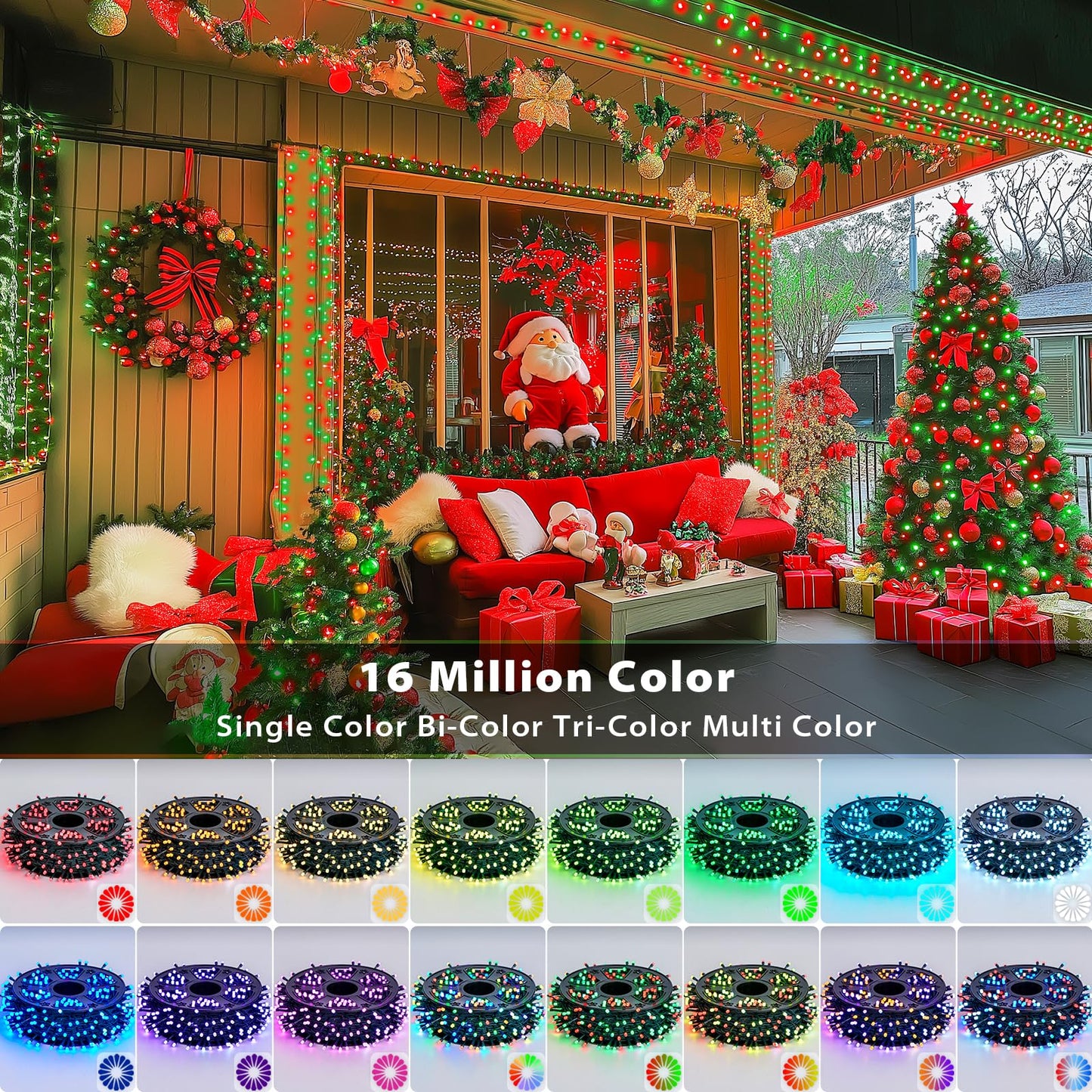 JMEXSUSS Smart RGB Christmas String Lights, 500 LED, 173ft, with Remote & APP, Waterproof for Indoor Outdoor Decoration