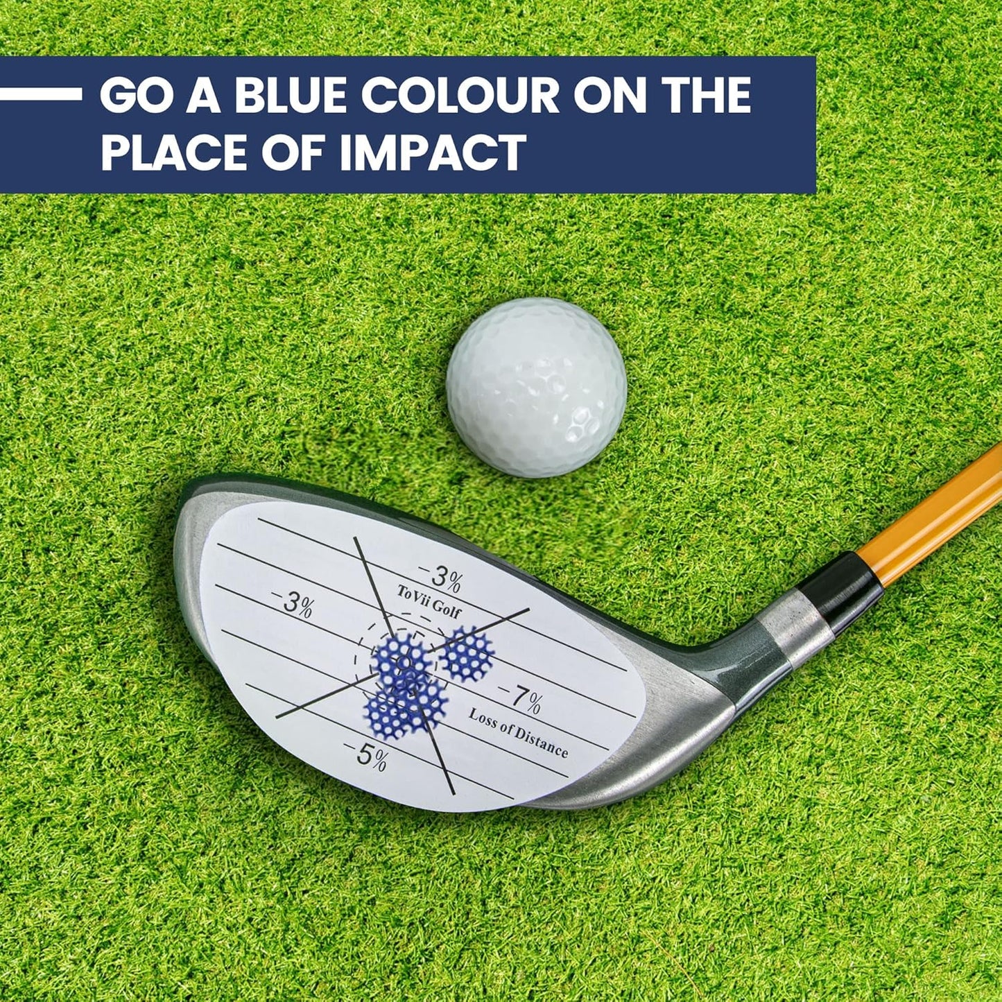 ToVii 300Pcs Golf Impact Tape Set, Self-Teaching Sweet Spot and Shot Consistency Analysis,Each 150 Pcs Club Impact Stickers for Woods and Irons, Useful Golf Training Aid Improve Swing Accuracy