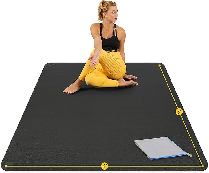 Large Yoga Mat 6'x4'x8mm Extra Thick, Durable, Eco-Friendly, Non-Slip & Odorless Barefoot Exercise and Premium Fitness Hom...