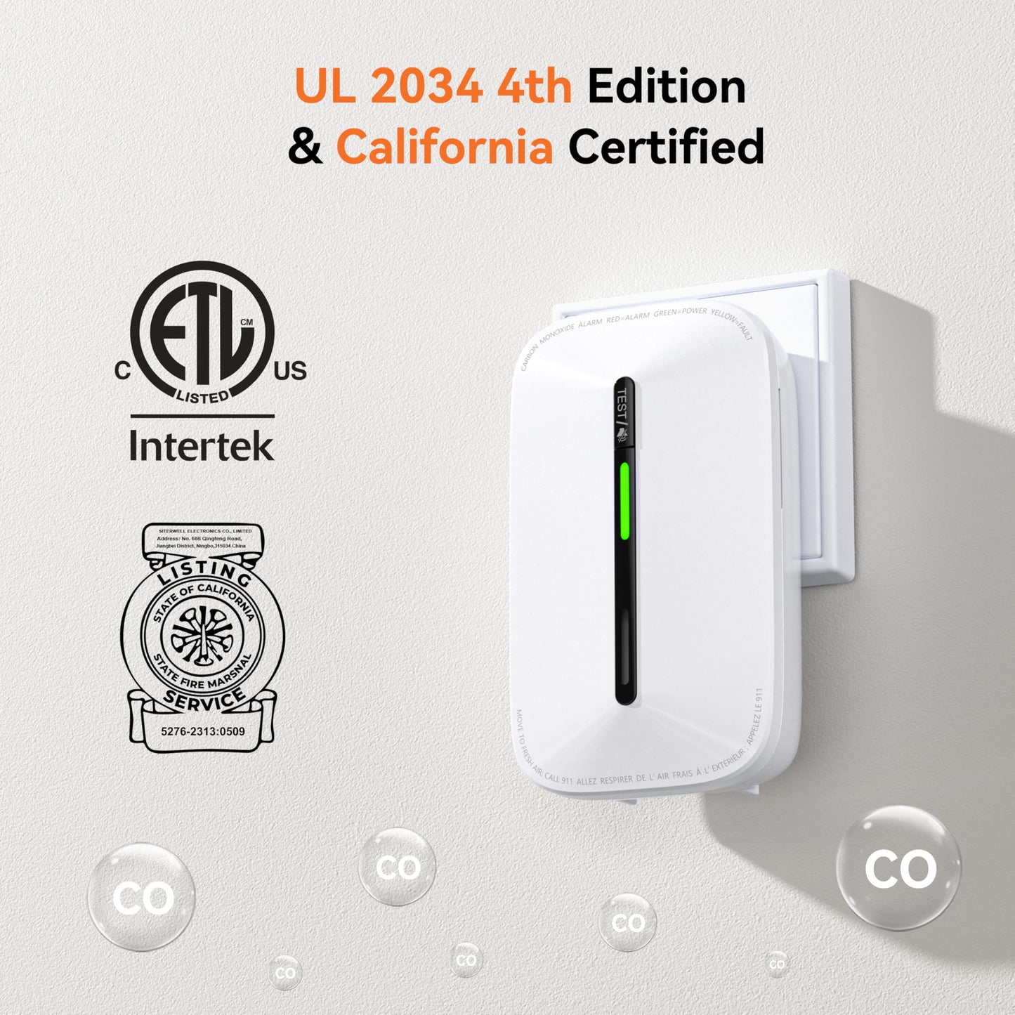 Jemay Plug in Carbon Monoxide Detector, Portable CO Detector with Battery Backup,10-Year CO Alarm with Test Mode/Temporary Muting Facility, LCD Numerical Display, 4 Packs
