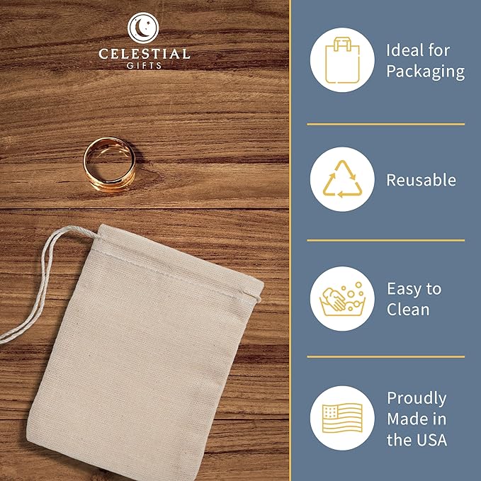 Celestial Gifts Muslin Drawstring Bags - 500pcs, 3x5, Reusable for Tea, Jewelry, Spice and Cotton Gift Sachets - 100% Cotton - Made in USA - Natural Hem & Drawstring