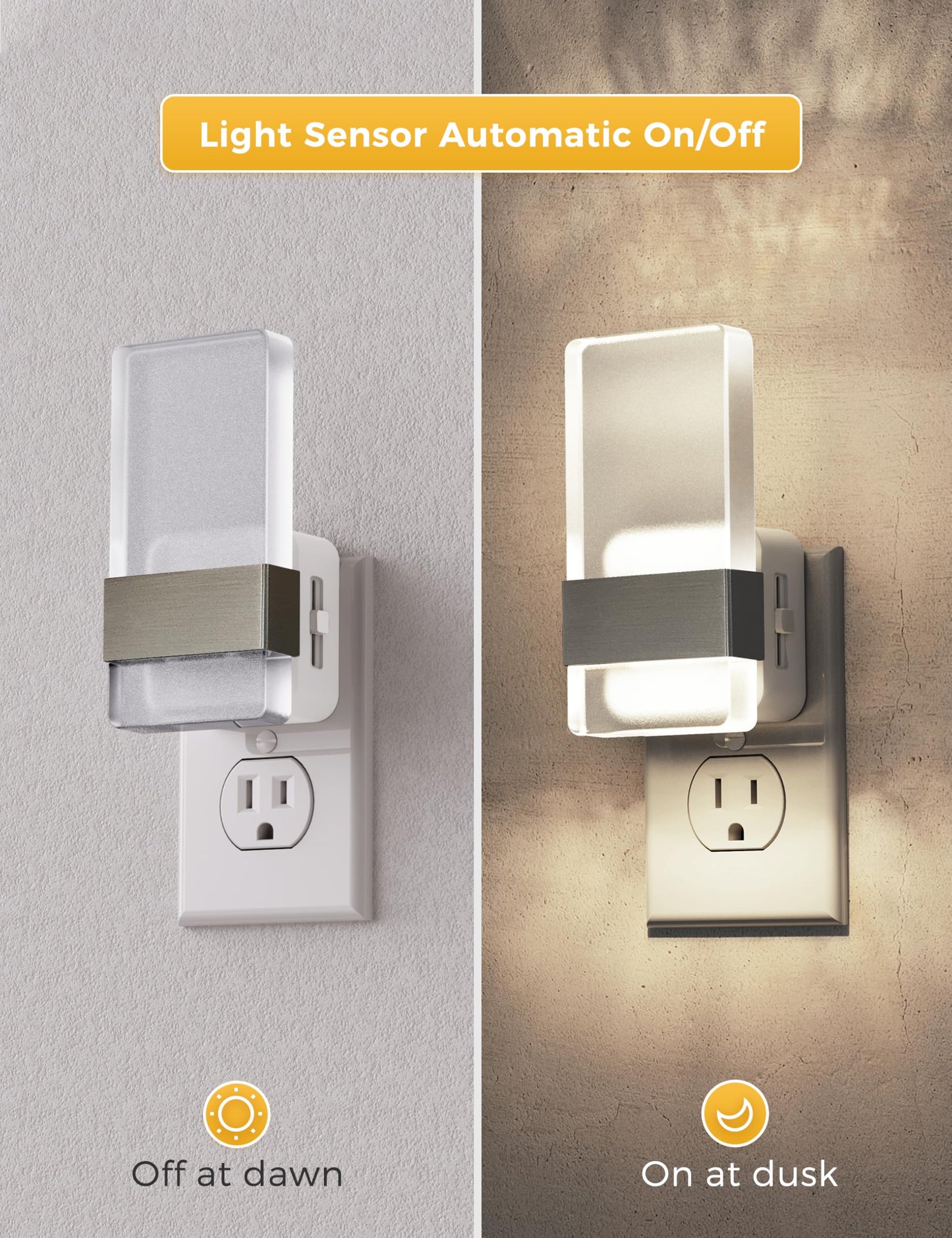 L Lohas Led Night Light  Night Lights Plug Into Wall  Decorative Nightlight With Light Sensor  0-100Lm Dimmable Nightlights  Daylight Wall Sconce-Style Acrylic Nitelight For Bathroom  Hallway Gift