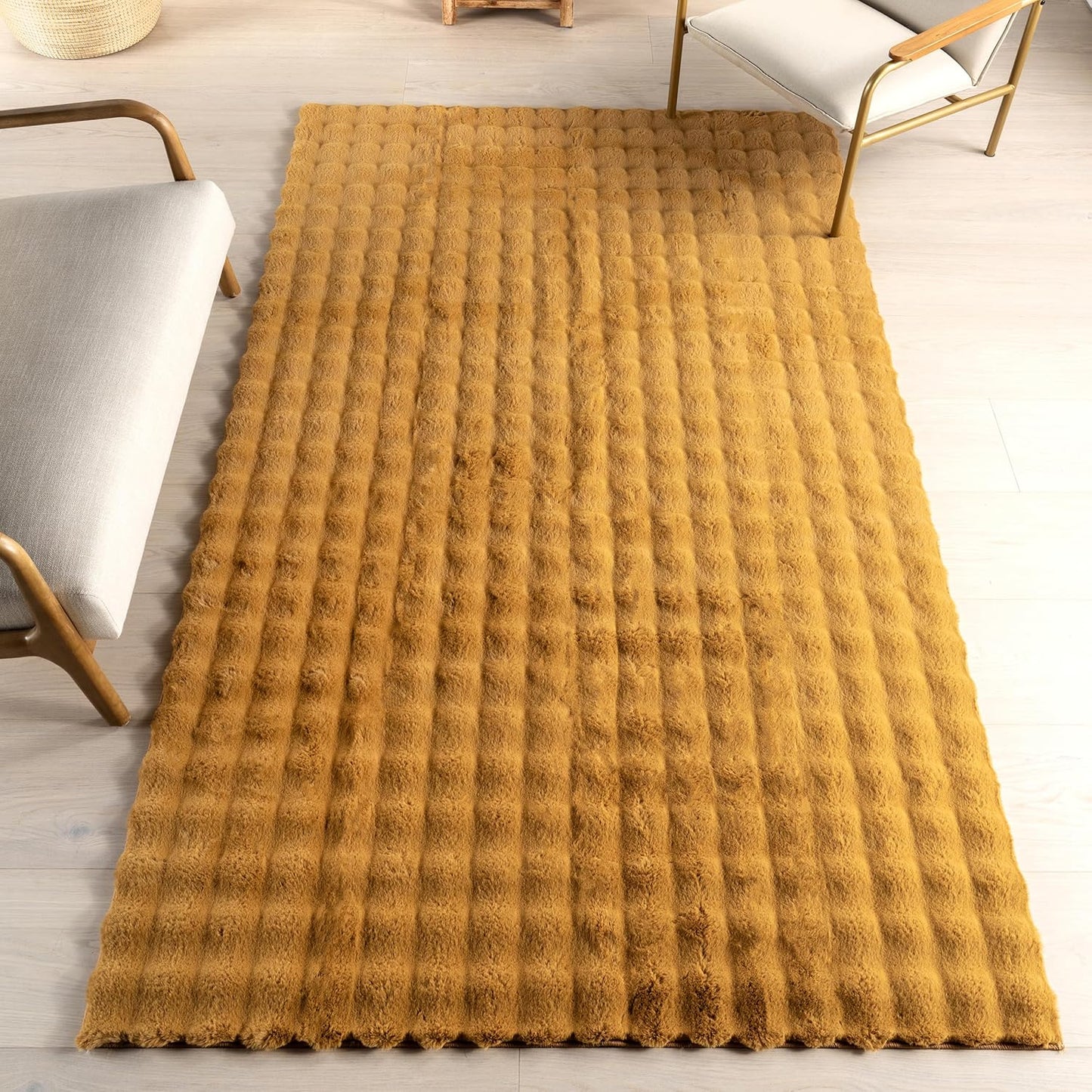 nuLOOM Jeni Checkered 3'9" x 6' Machine Washable Area Rug for Living Room Bedroom Dining Room Kitchen, Gold