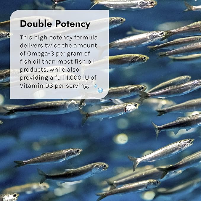 Irwin Naturals Double-Potency Fish Oil Pure - 60 Liquid Soft-Gels, Pack of 2-2,000 mg Purified Fish Oil with Vitamin D3-60 Total Servings