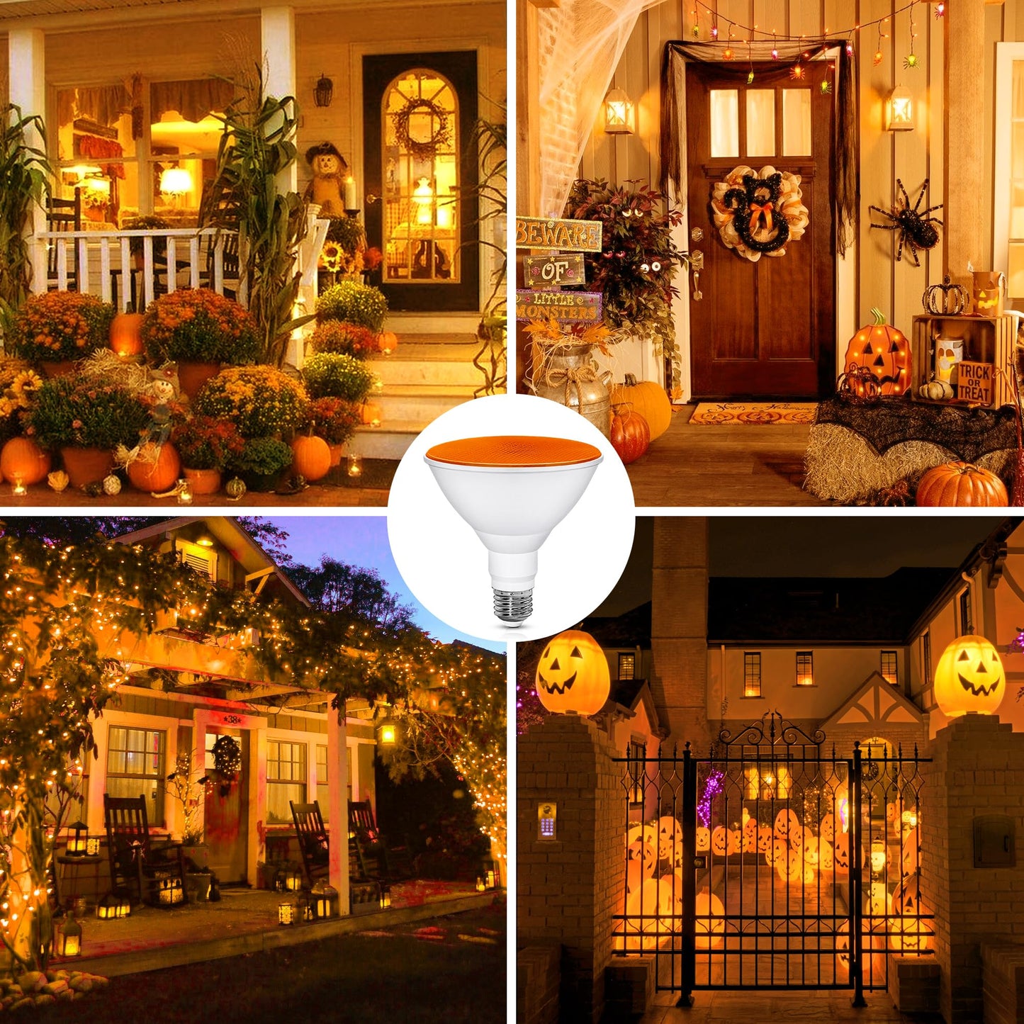 Led Par38 Flood Orange Light Bulb - 150W Equivalent Halloween Flood Lighting  15W E26 Base Orange Led Lights  For Halloween Party Decoration  Porch  Home Lighting  Holiday Lighting Outdoor  2 Pack