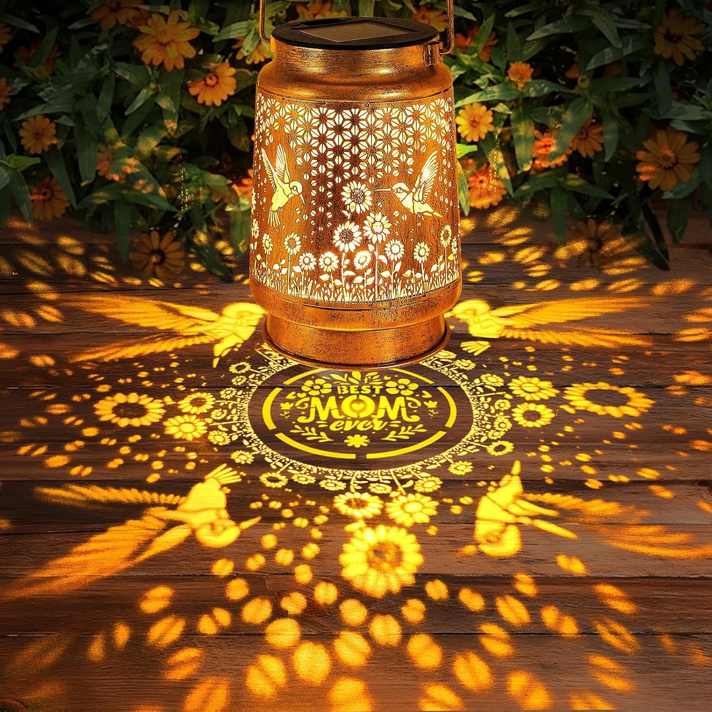2 Pack Hummingbird Solar Lanterns Outdoor Garden Decor, Birthday Gifts for Women Mom Grandma Hanging Metal Solar Lights Waterproof LED Decoration with Shepherd Hook Outside for Yard Porch Lawn Patio