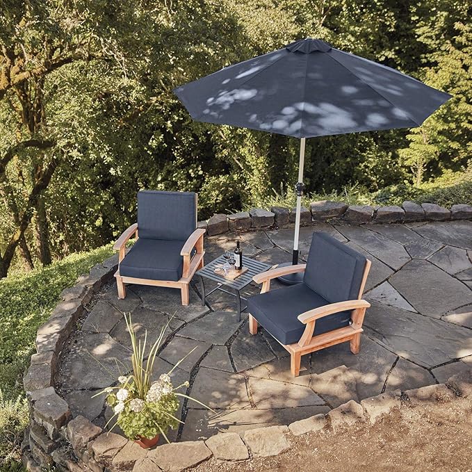 Classic Accessories Montlake Water-Resistant 21 x 22 x 4 Inch Patio Lounge Back Cushion, Heather Indigo Blue, Outdoor Loveseat Cushions