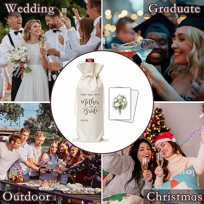 Mother Of The Bride Gifts Wine Bag & Card, Wine Bag Gifts For Mother-In-Law Bride's Mother From Bride Groom, Pairs Well With Mother Of The Bride Wine Bag For Bridal Shower Wedding Engagement Party -35