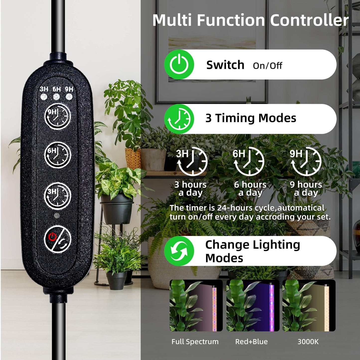 Standing Grow Light For Indoor Plants With Timer 42W Vertical Grow Lights For Indoor Plants Full Spectrum 4Ft T8 243Led Plant Lights For Indoor Growing With 3 Lighting Modes For Tall Plants(1 Pack)