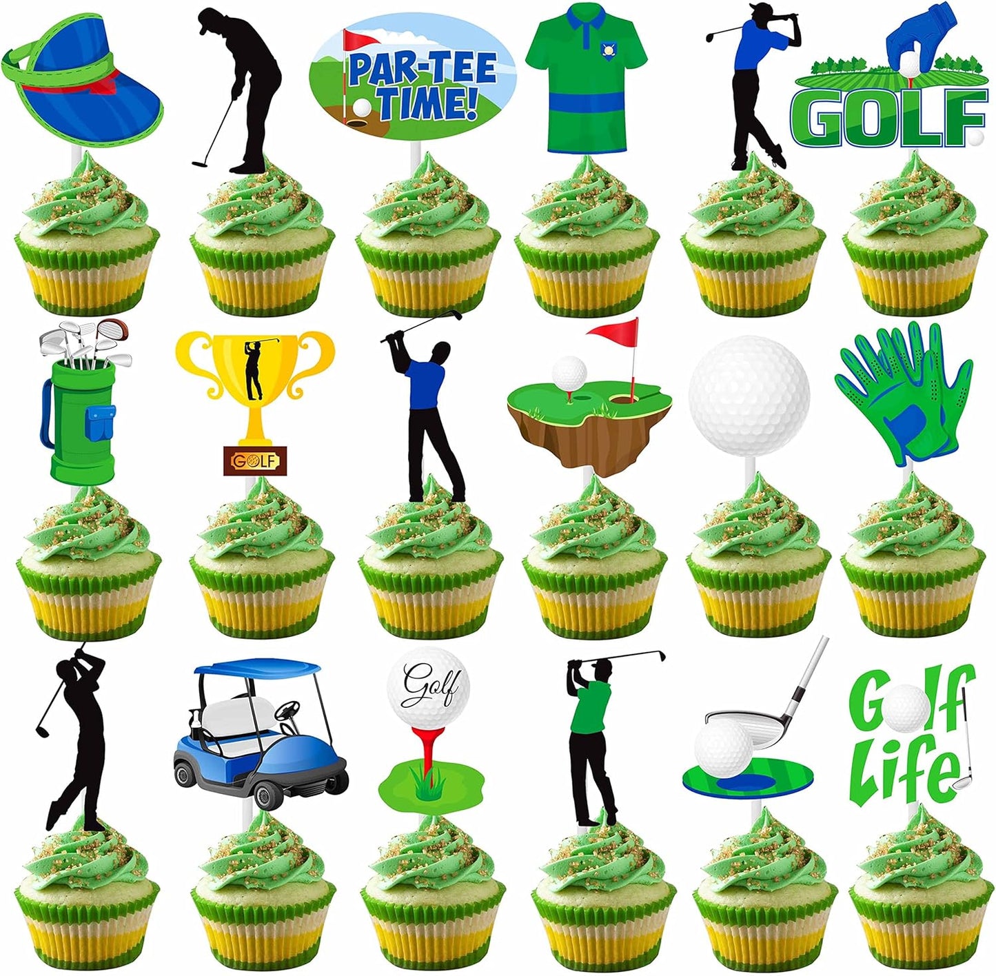 Golf Cupcake Toppers 36Pcs Golf Ball Cupcake Toppers Sticks Golf Birthday Party Cake Picks Sports Golf Theme Decorations for Golf Life Baby Shower Supplies