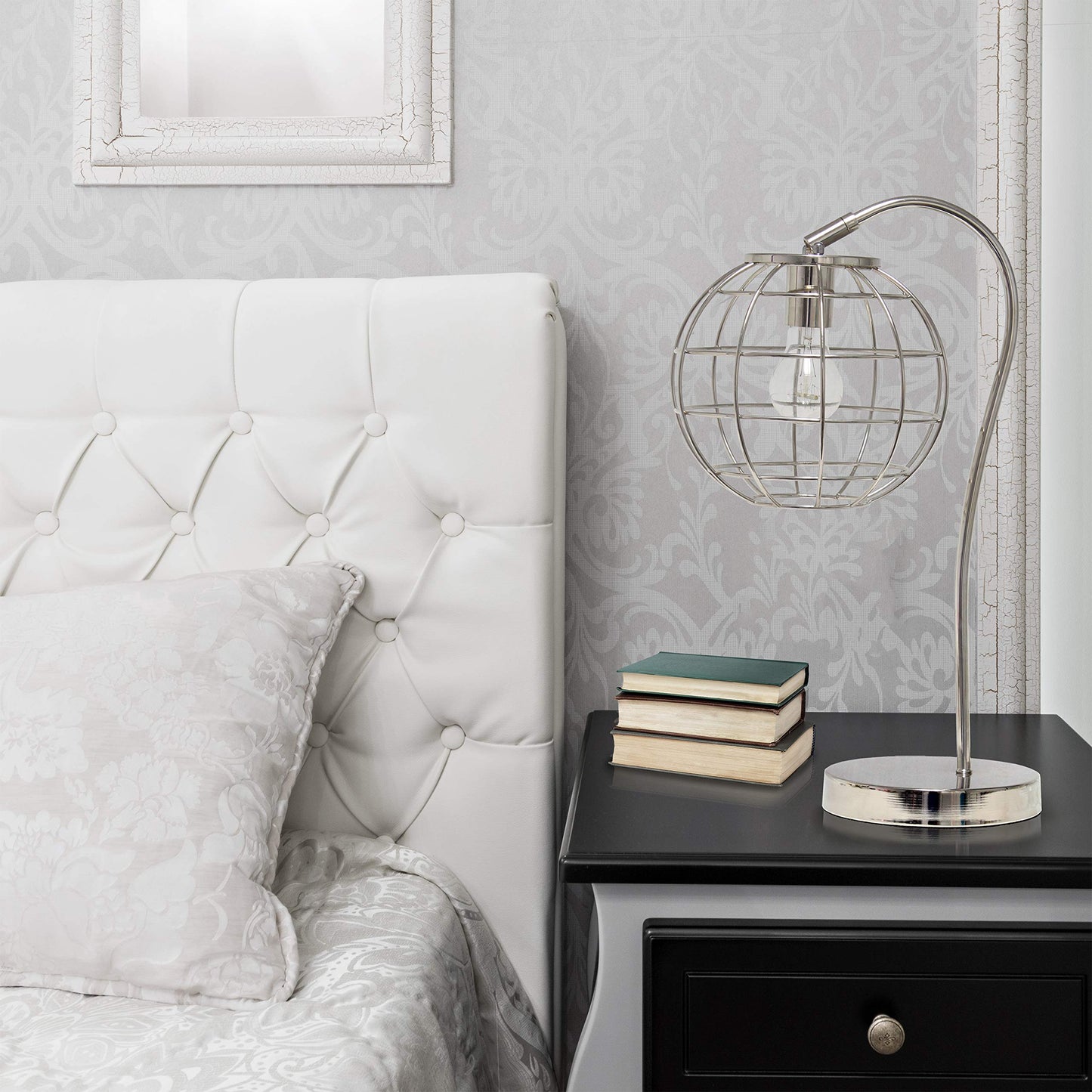Elegant Designs LT2068-CHR Metal Table Lamp, Chrome Finish, Caged Design