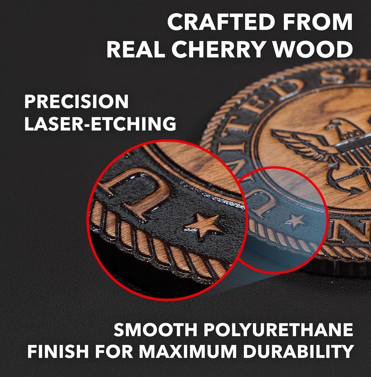 LazerEdge U.S. Army Wooden Coaster Set – Cherry Wood – Handcrafted Collectible 4-Pack | Made in USA | Officially Licensed Product
