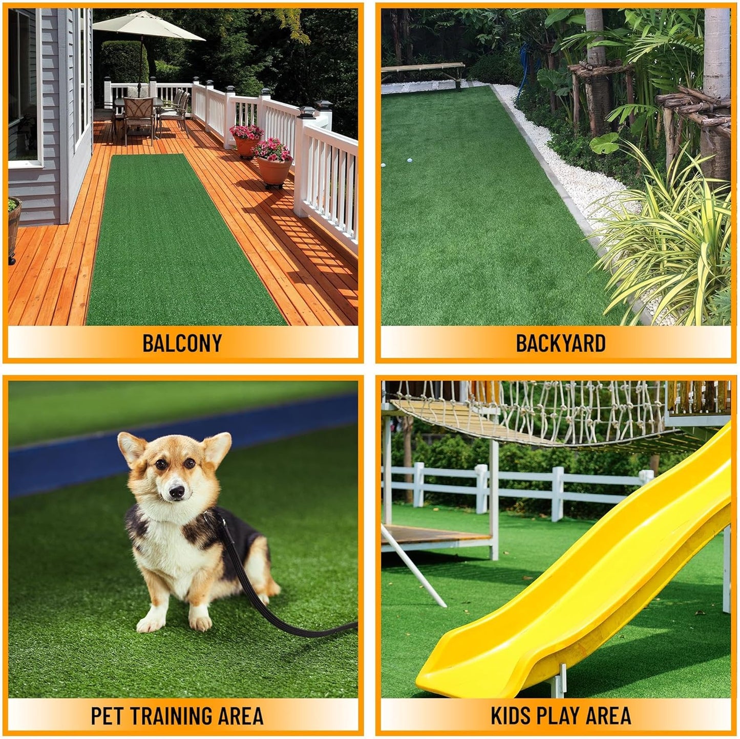 Ottomanson Artificial Grass Turf 2'7" x 37' Indoor Outdoor Faux Grass Rug with Drainage Holes, Customizable with Extra Long Size Options, Perfect for Patio Lawn Balcony Weddings Photoshoot Backdrop