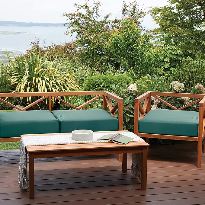 Classic Accessories Ravenna Water-Resistant 21 x 19 x 3 Inch Patio Seat Cushion, Mallard Green, Chair Seat Cushion