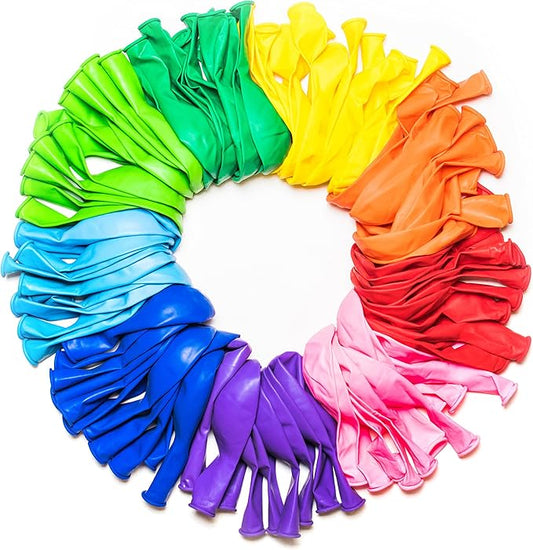 Dusico® Balloons Rainbow Set (100 Pack) 12 Inches, Assorted Bright Colors, Made With Strong Multicolored Latex, For Helium...
