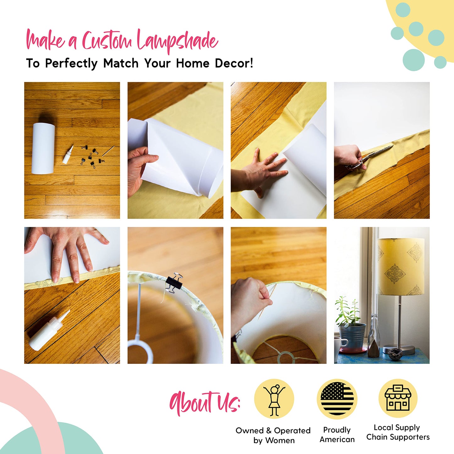 I Like That Lamp Styrene Sheet for Lampshade - White Adhesive Roll - 10in Height x 40in Length - DIY Round Drum Shade