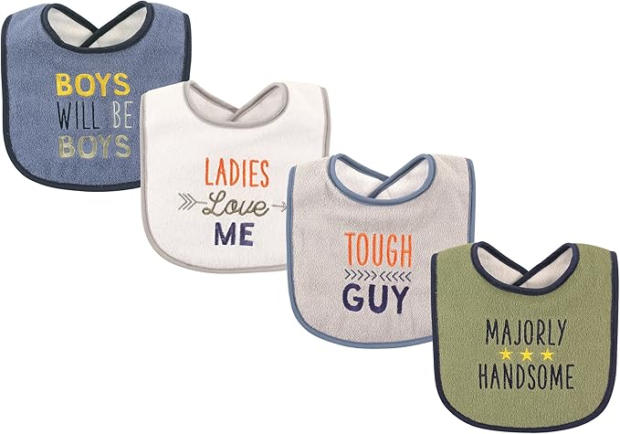 Luvable Friends Unisex Baby Cotton Terry Drooler Bibs with Fiber Filling