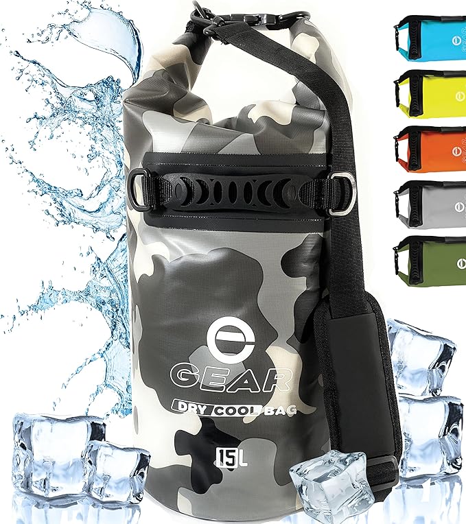 Insulated Dry Bag Floating Cooler – 10L / 15L / 25L Roll Top, Leak Proof, Waterproof, Collapsible, with Padded Shoulder Strap - Perfect for Kayaking Fishing Beach