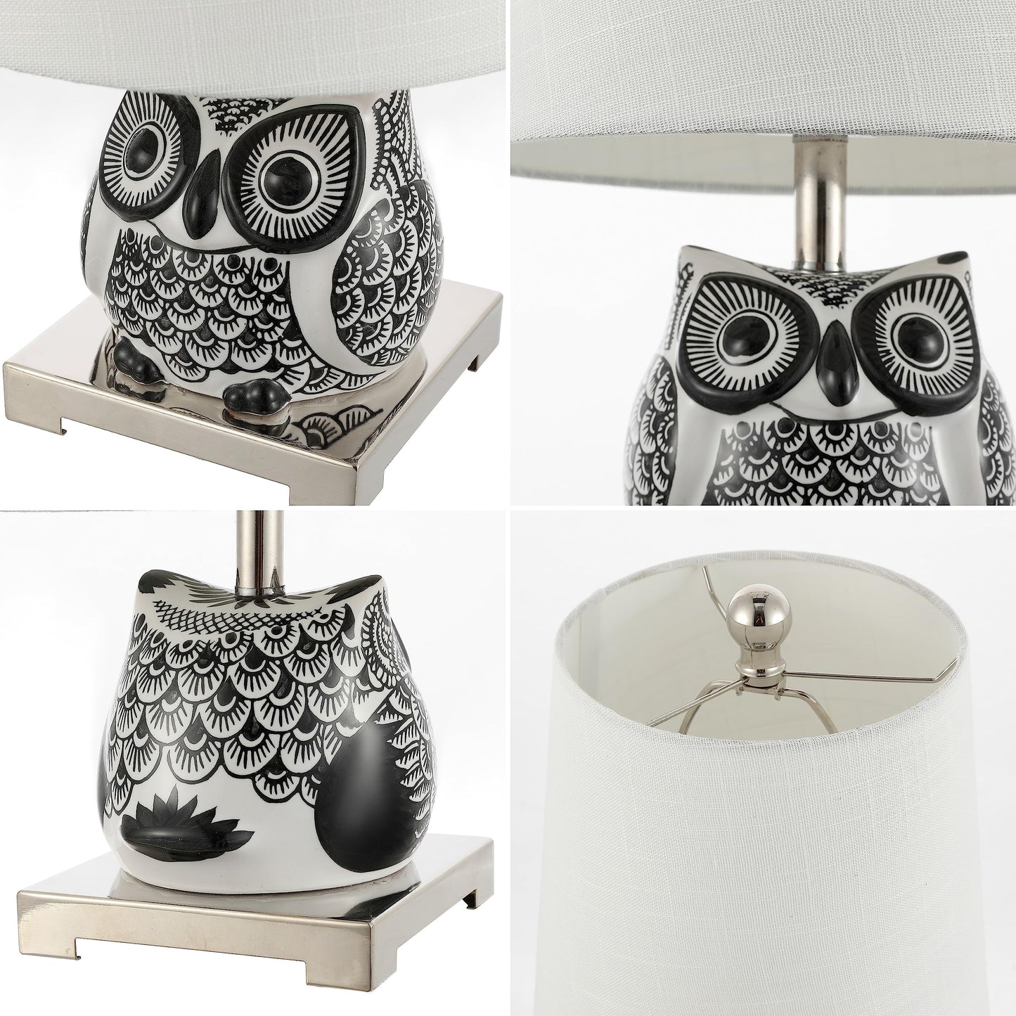 Jonathan Y Justina 16 Ceramic Mini Led Table Lamp, Black/White, Model Jyl3014C, Perfect For Bedroom, Living Room, Office, Kids Room